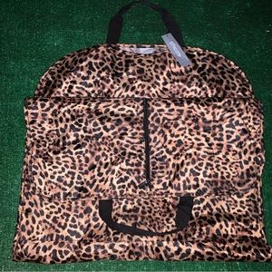 Chico's Animal Print Leopard Folding Garment Bag Clothes Travel Bag New W/ Tags.